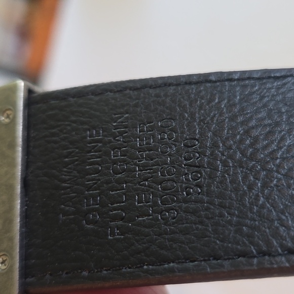 Mens Premium Black/ Brown Reversible Quality Leather Belt GUN metal buckle Sz.36 - Picture 3 of 7